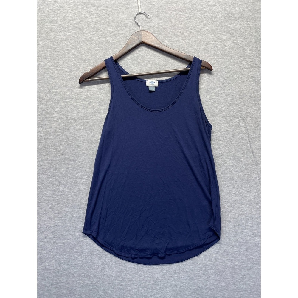 Old Navy Luxe Scoop Neck Tank Top Women Medium Blue Rayon Sleeveless Relaxed Fit